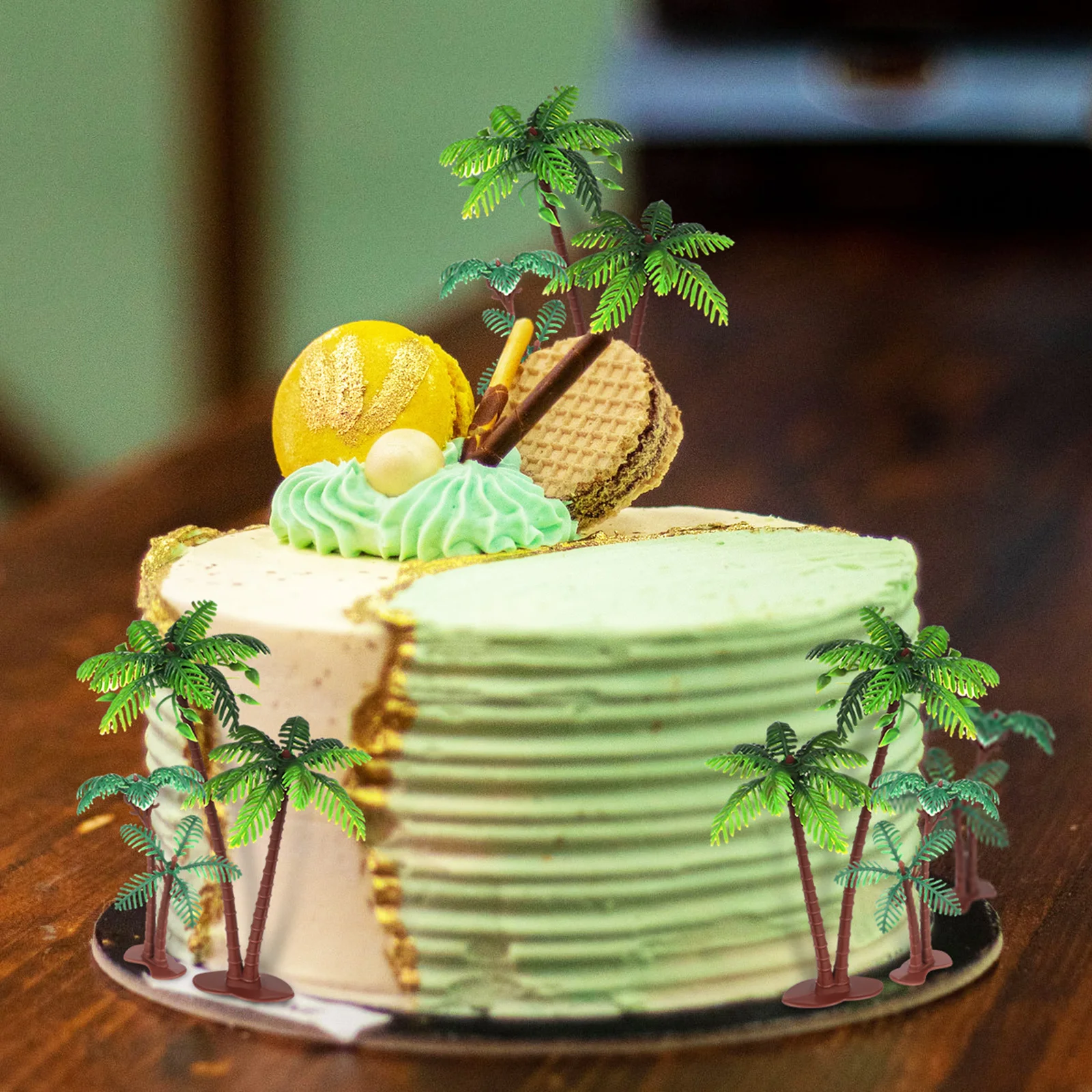

16 Pcs Coconut Tree Cake Decoration Miniature Plants Topper for Crafts Tropical Animal Cake Decor Birthday Party Favors