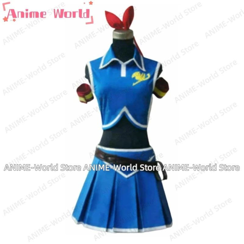 《Custom Size》Anime  Cosplay Costume Lucy Heartfilia Backless Polyester Adult Women Halloween Party Dress Wig