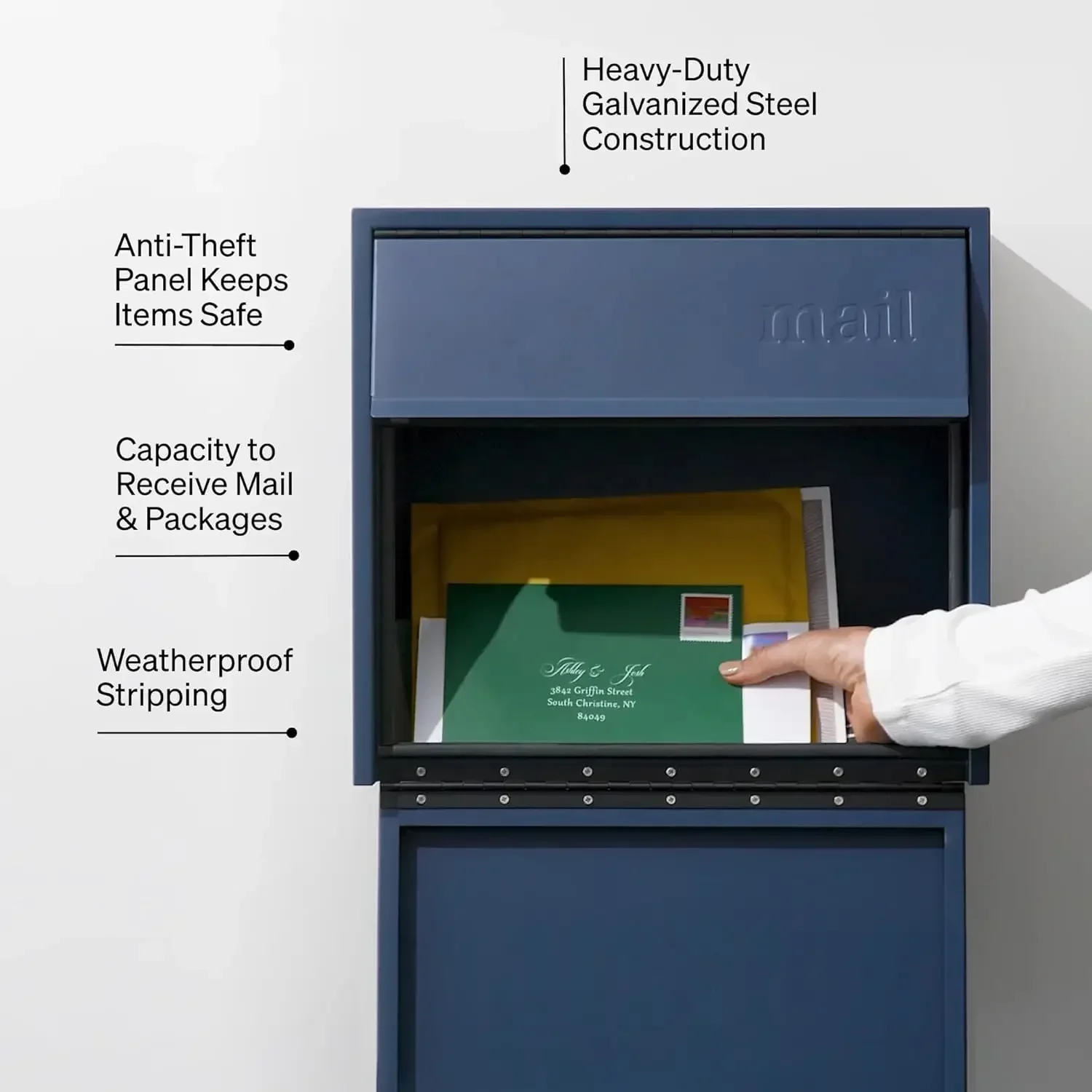 Wall Mount Mailbox - Small, Anti-Theft Locking Mailbox, Weatherproof Mailboxes for Outside The House, 13.5