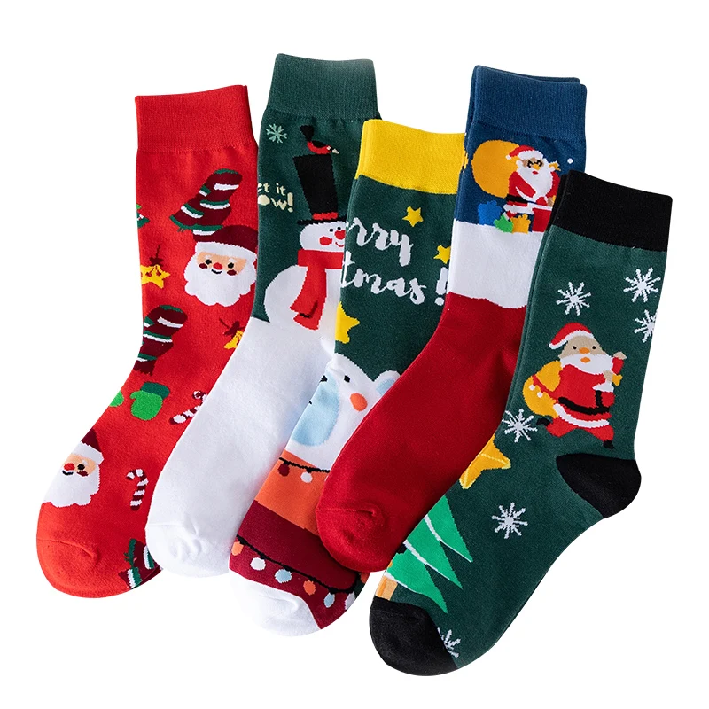 Fashion New Christmas Socks for Men Leisure Winter Middle Tube Sock Santa Claus Socks Holiday Gifts for Lovers Couple Boys Girls