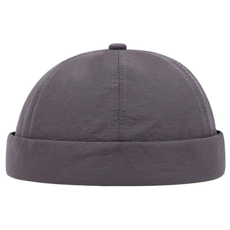Fashion Quick Drying Dome Melon Cap  Men Women Fashion Vintage Brimless Hat Hip Hop Landlord Hat Unisex Solid Color Short Cap