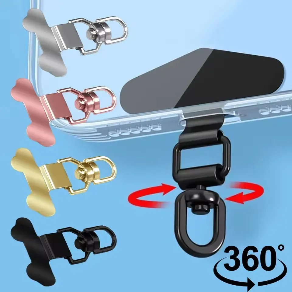 Upgrated 360 Rotatable Stainless Steel Phone Tether Tab Mini Portable Cellphone Lanyard Patch Metal Gasket Hanging Cord Clips view 2