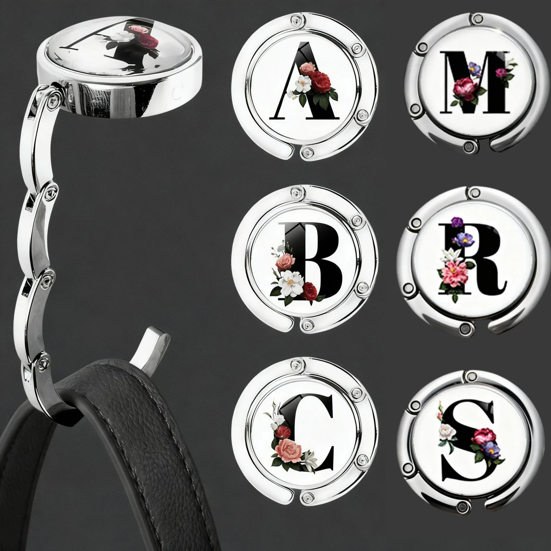 Foldable Bag Hanger Hook Purse Hook Handbag Hanger Table Hook Holder With Personalized Letter A-Z, Portable Table Hook For Women