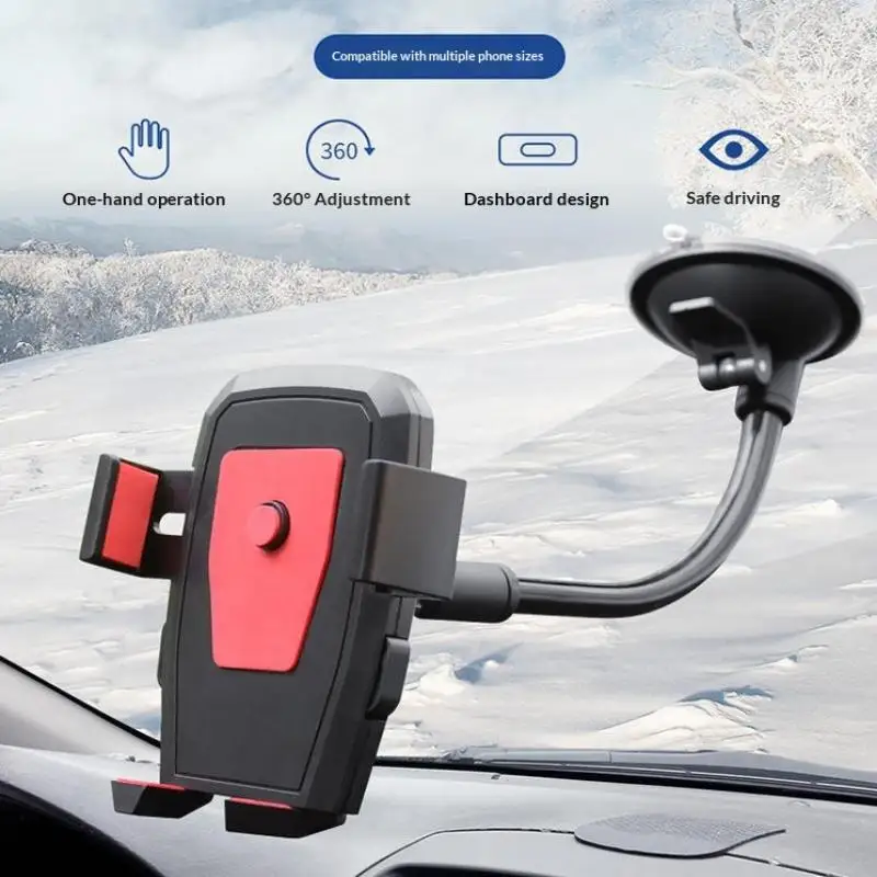 Suporte de celular para carro com ventosa, braço longo flexível com rotação universal de 360 graus, para seu celular.