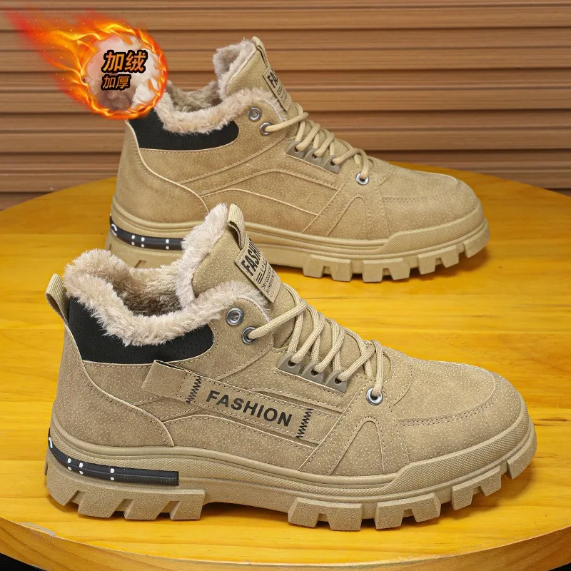 Men's Boots Winter High-top Sneakers Non Slip Platform Boots Plush Warm Snow Boots for Men 2025 Winter New Cotton Shoes for Men