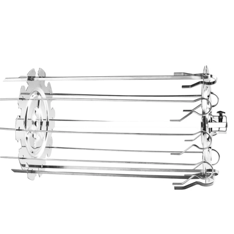 304 Stainless Steel Rotating Grill Skewers BBQ Grill Cage Barbecue Air Fryer Lamb Skewers Grill Electric Oven Dropship