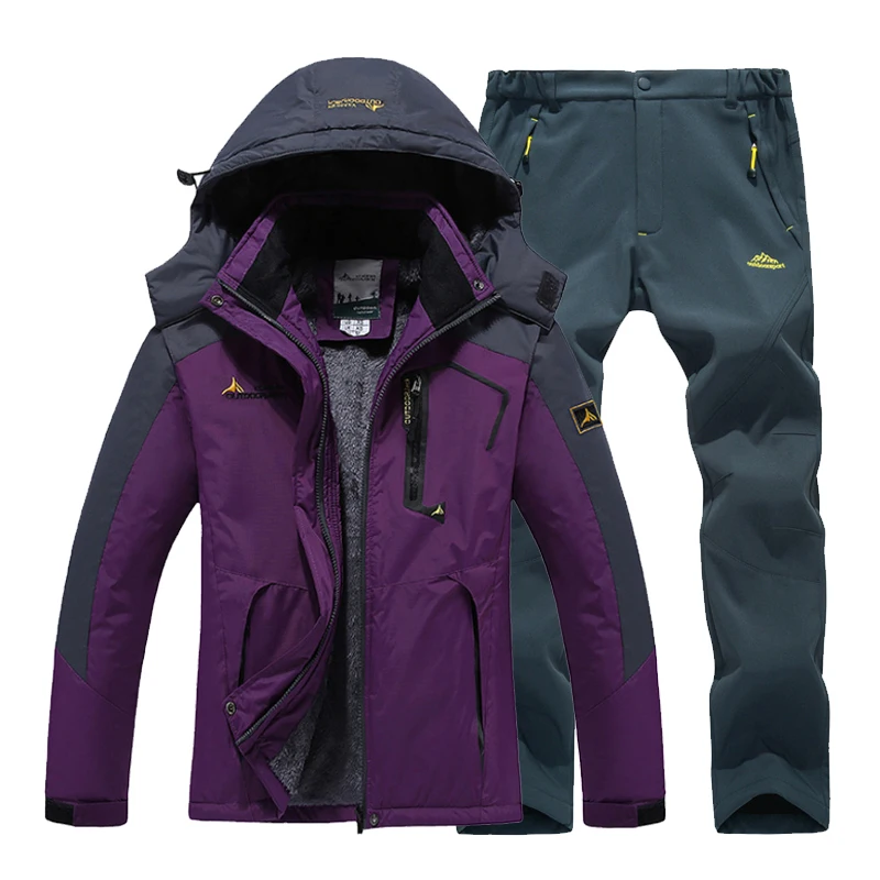 TRVLWEGO-Veste et Pantalon de Ski Imperméables pour Femme, Coupe-Vent, Extérieur, Super Chaud, Manteau de Neige Thermique Smile, Hiver, 2 en 1, 506