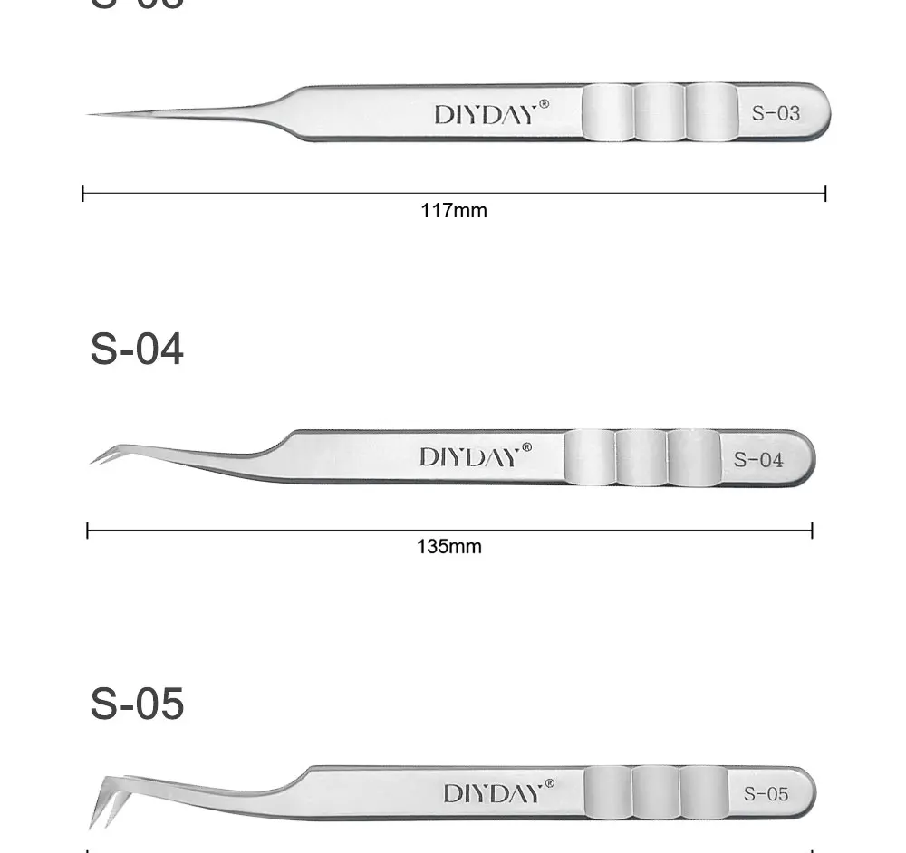 DIYDAY Wimpernverlängerungspinzette, Edelstahl, Augenbrauen-Präzisionspinzette, Faserspitze, Volumenisolierung, Wimpernverlängerungspinzette – Detail 9