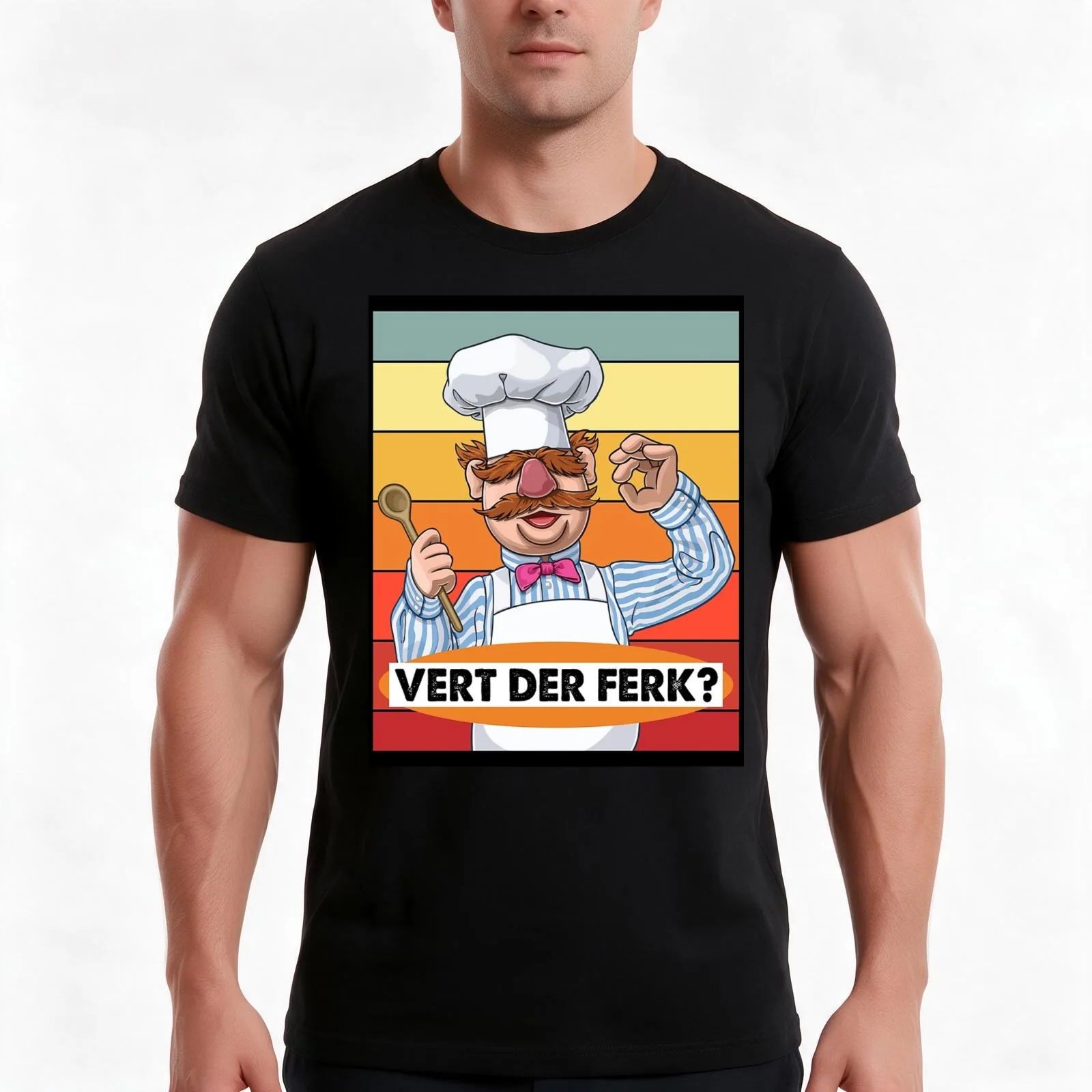 VERT DER FERK T-Shirt, Summer Casual Cotton Tee, Oversized Streetwear Tops, Vintage Graphic Print, Loose Fit Short Sleeve