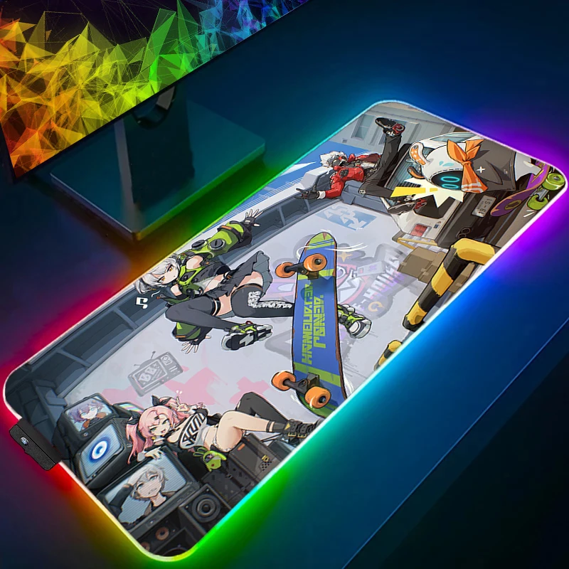

Коврик для мыши для киберспорта, гладкий гибкий геймерский RGB ПК Zenless Zone Zero Anby Demara, коврик для клавиатуры, светодиодный коврик для ноутбука Kawaii, коврик для мыши, настольный коврик