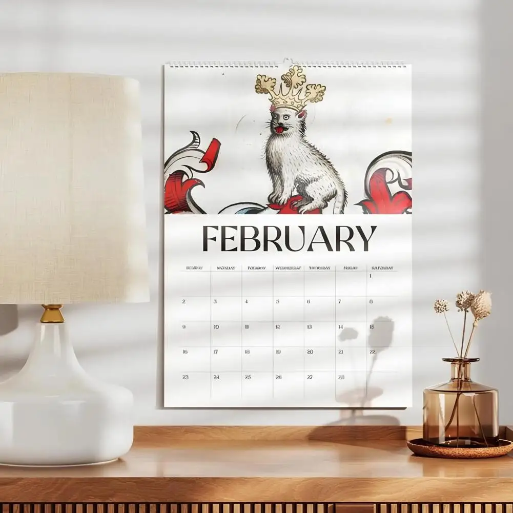 Unique Cat Calendar Designs 2025 Cats Calendar Renaissance Cats Wall Organizer for Family Office Planning 12 Months Jan to Dec