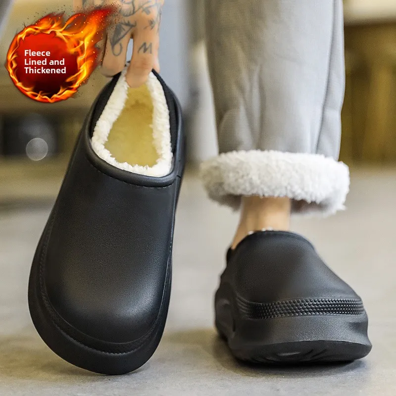 

Men's Winter Thiened Slippers Fce Lined Slip-On Sports oes Waterproof Anti-Slip Large Size Outdoor Wear Warmth Cotton ...