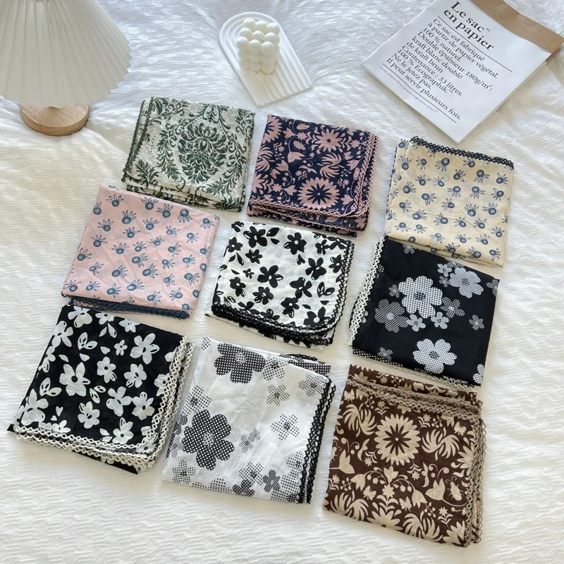 

Новый корейский стиль, винтажный шелковый шарф с цветочным принтом, хлопковое полотенце, декоративный модный шарф, тонкий и универсальный шарф, художественный темперамент