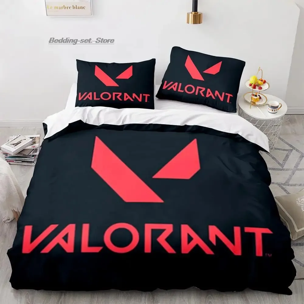 Gaming Valorant Bedding Set Single Twin Full Queen King Size Bed Set Aldult Kid Bedroom Duvetcover Sets 3D Print Anime 030