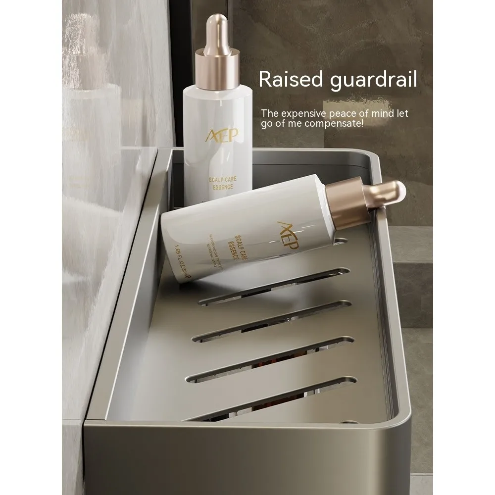 Gun Gray Bathroom Storage Rack Wall-Mounted bathroom shelves Machine Top Punch-Free Bathroom Wall Storage Rack