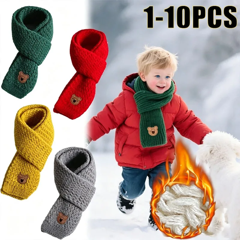 1-10PCS Christmas Toddler Fleece Lined Windproof Neck Scarf Warmer Winter Warm Baby Kids Unisex Cute Korean Style Gift