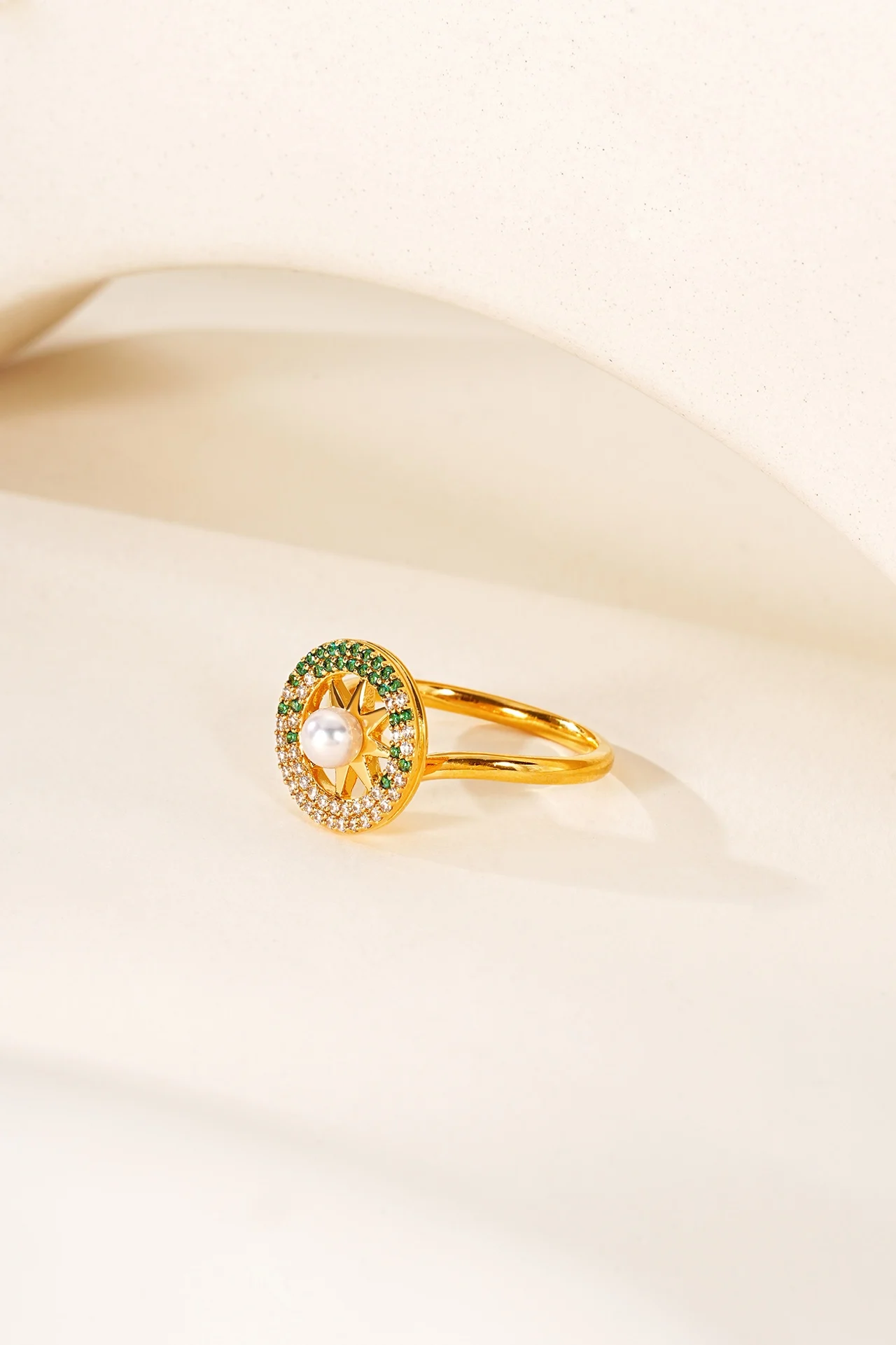 بوصلة Lium Gems Gold Vermeil من الفضة الإسترليني عيار 925 مع لؤلؤ مطعمة كهدية للذكرى السنوية والحفلات #3