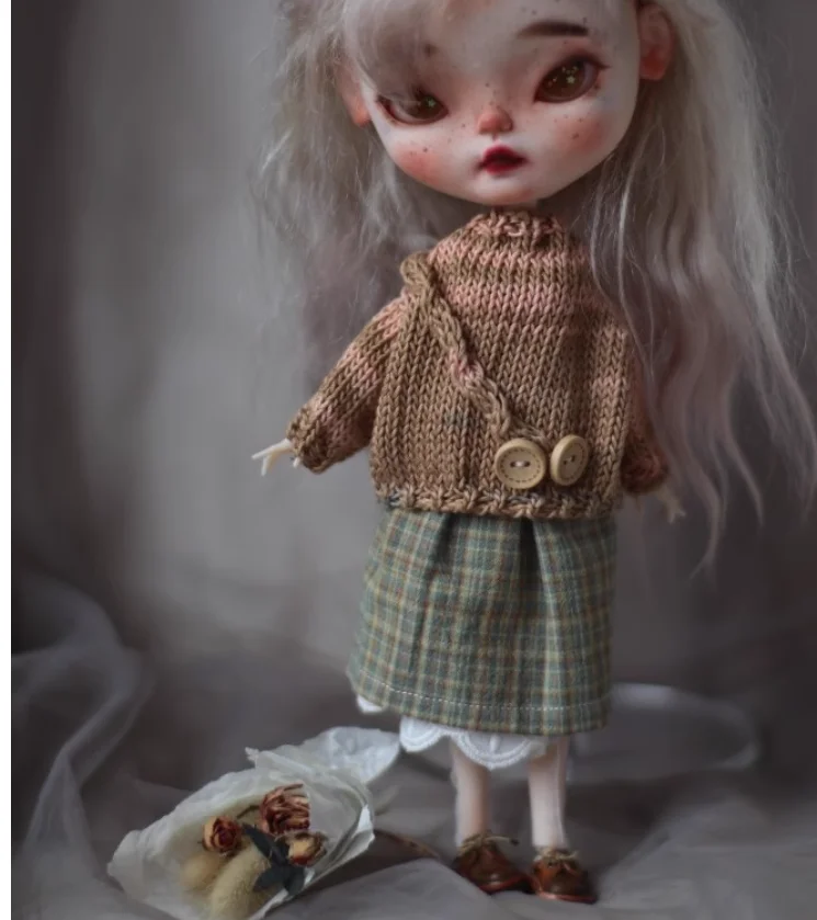 2025 3pcs winter sweater style Blythe sweater/skirt/outer skirt   1/6 30cm(Fit for azone,Pullip,Ob22/24/26, Licca)