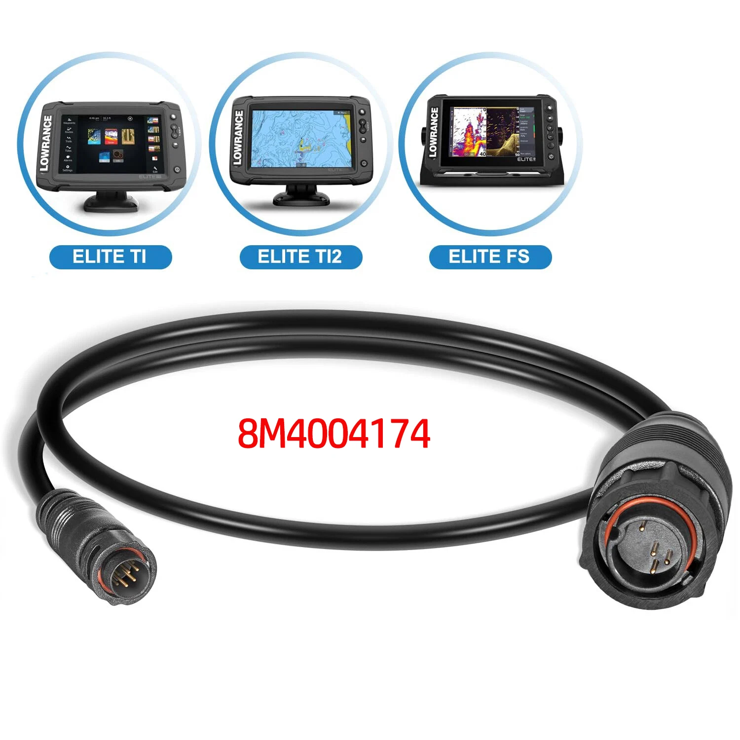 8M4004174 Boat Sonar Adapter Cable Fit for Lowrance 9-Pin HD+ Units with Black 9-Pin Xsonic Transducer Port for Use with Tour