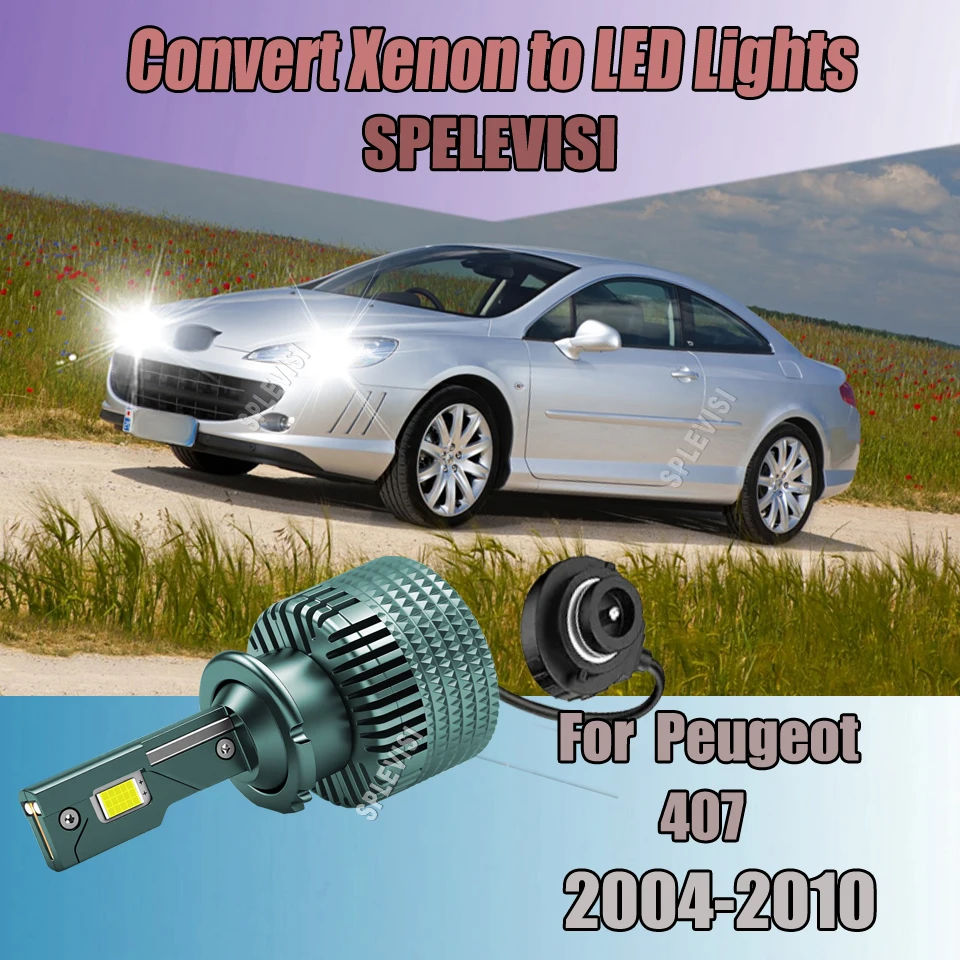

D2S 6000K LED Headlights Faster on and off than HID bulbs Instantly Bright For Peugeot 407 2004 2005 2006 2007 2008 2009 2010