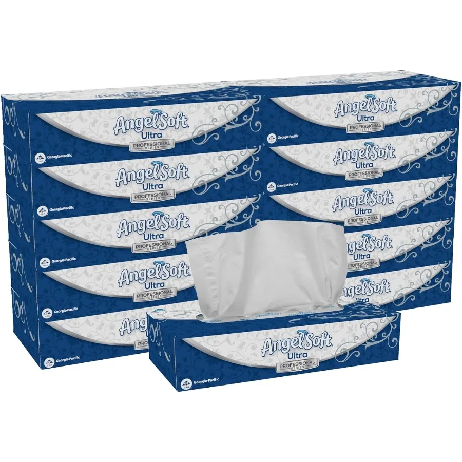 GeorgiaPacific Angel Soft Ultra Professional Series Premium 2Ply Facial Tissue for Office and Home Use 126 Sheets per Box 10 Fl