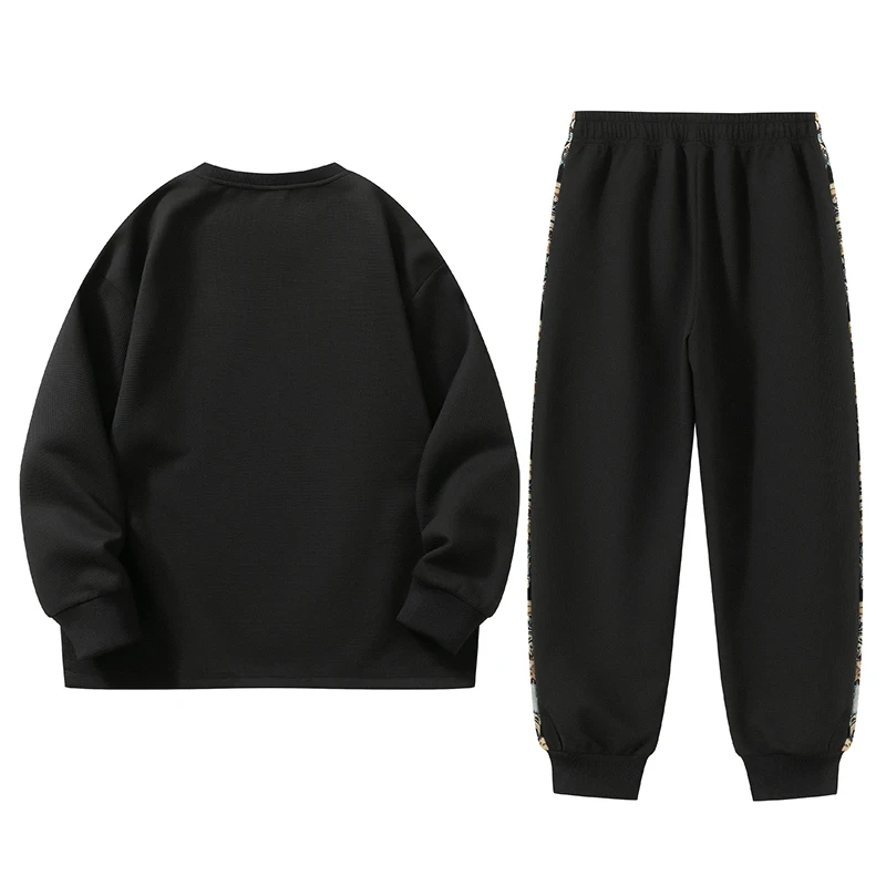 M-8XL Men\'s Sets Plus Size M-8XL Autumn Round Neck Loose Oversized Long-sleeved Sweatshirts Drawstring Casual Trousers