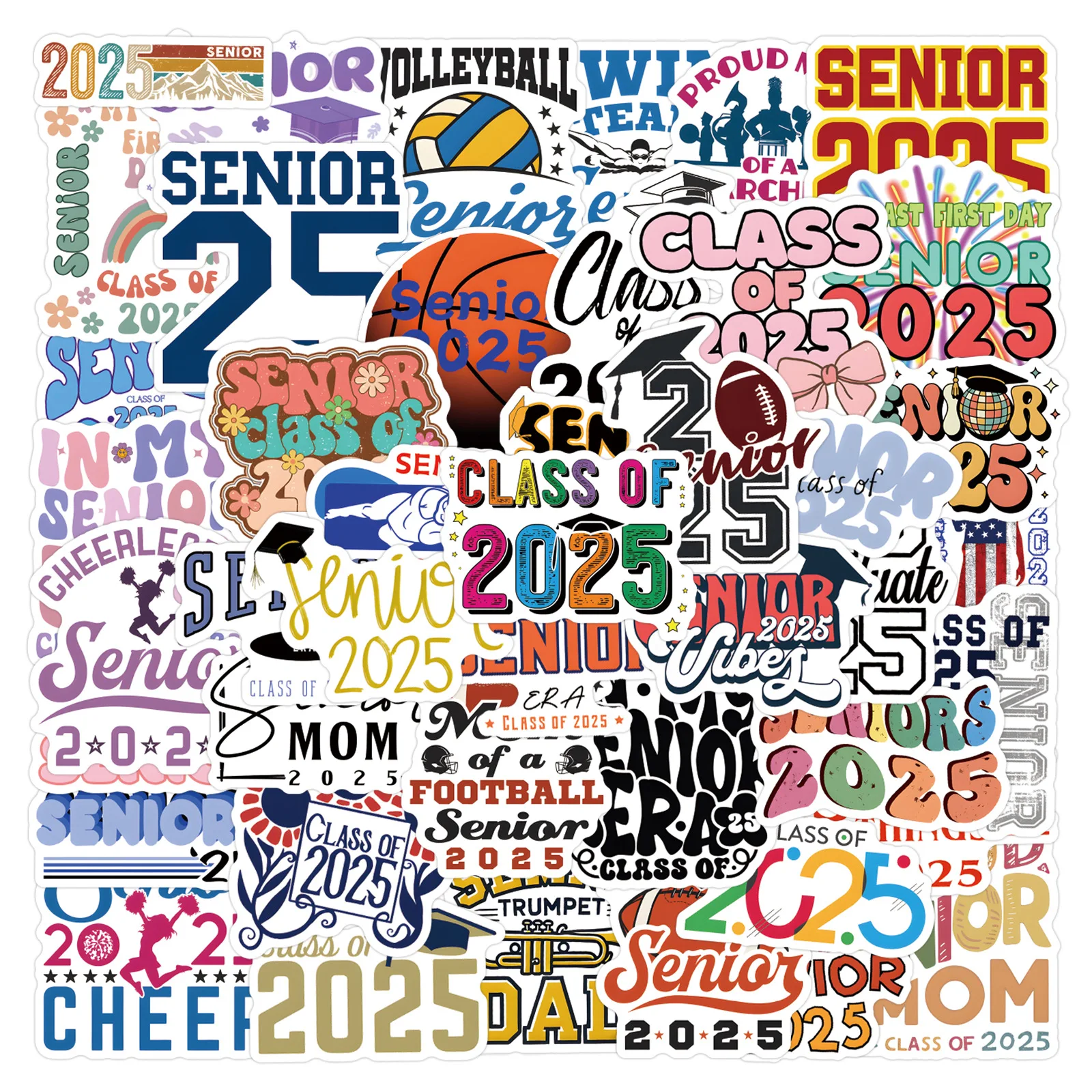 

10/30/55PCS Senior 2025 Stickers Funny Graffiti Sticker Cartoon Toy DIY Scrapbook Luggage Laptop Guitar Bike Skateboard Decals