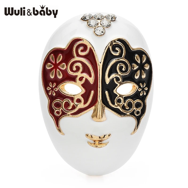 Wuli & baby المينا الوجه دبابيس للنساء الرجال 2-color الفن الوجه حفلة عادية بروش دبابيس الهدايا