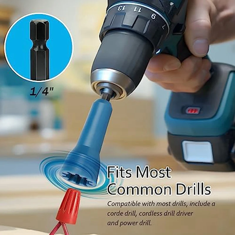 Twister de alambre, herramienta de torsión de alambre, Twister de tuerca de alambre, conector de cable giratorio con mandril de 1/4 de pulgada, paquete de 2, (azul), fácil instalación