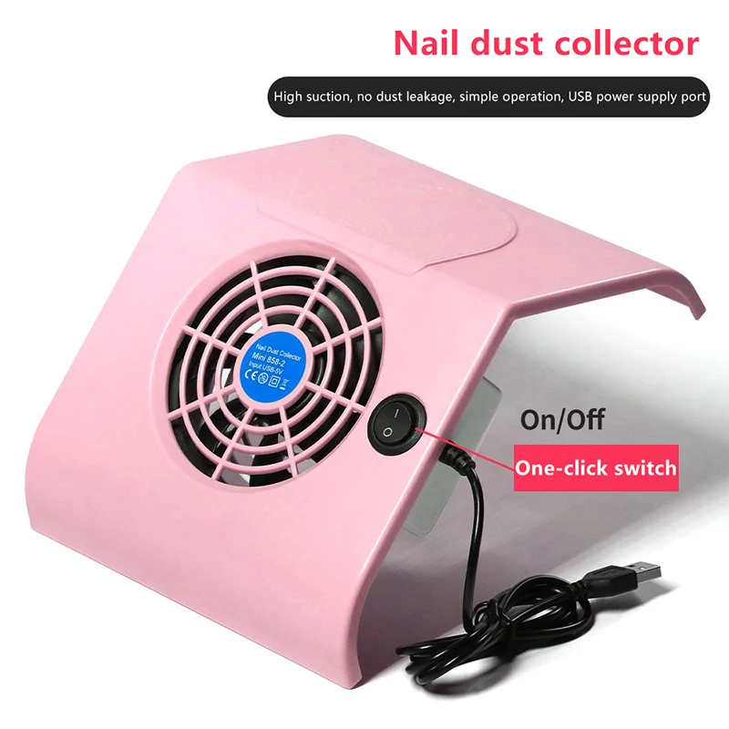Mini collecteur de poussière d'ongles USB, extracteur de poussière d'ongles Portable, aspirateur d'ongles, filtre de ventilateur, outil de manucure pour Nail Art, forte puissance