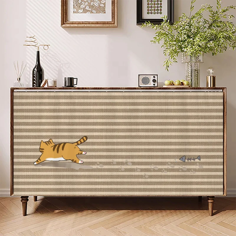 New Chinese Wabi Sabi Style No Door Cabinet Cover Curtains, Miscellaneous Cabinets, Dust-Proof Curtains, Ugly Curtains, Velcro