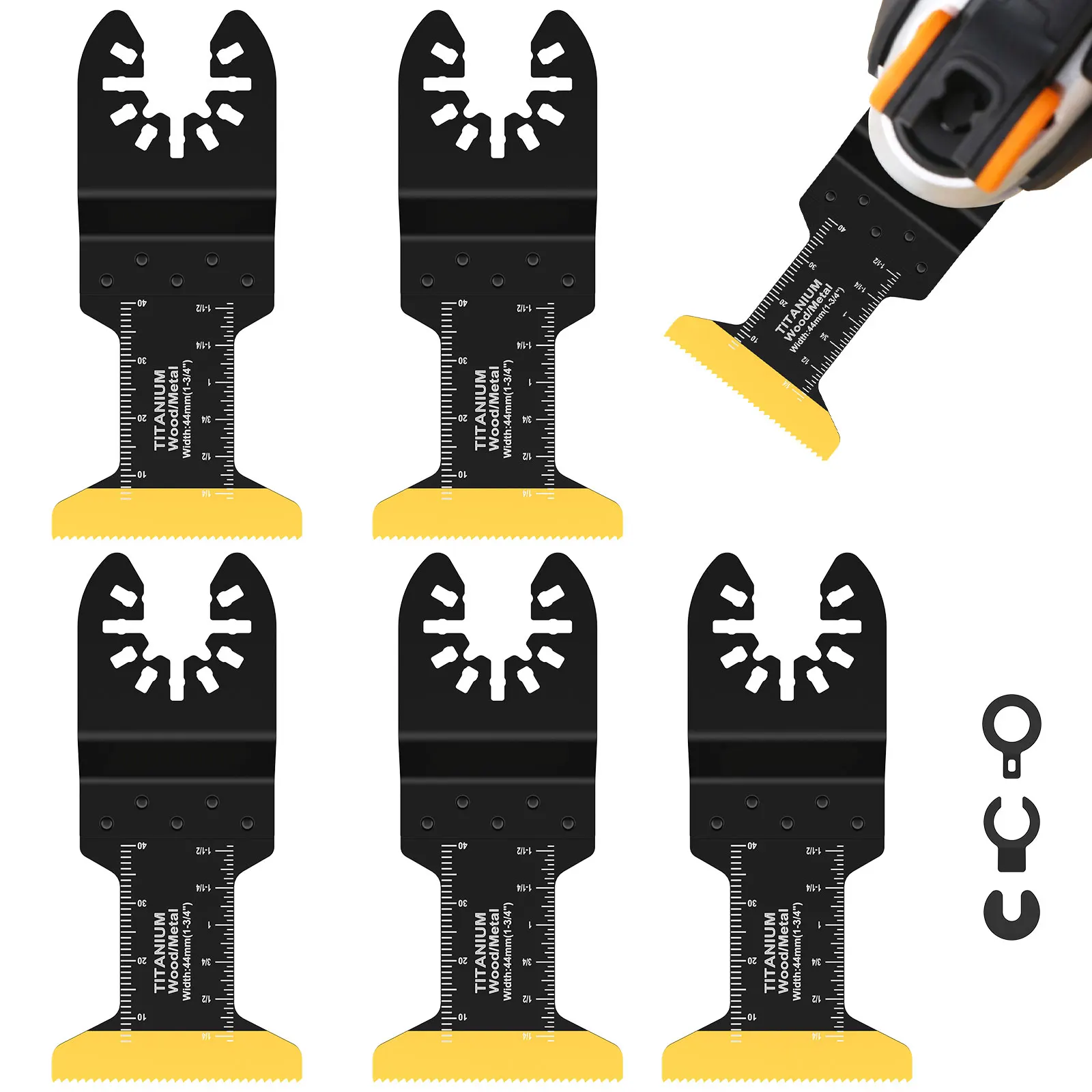 

5 шт., набор титановых биметаллических осциллирующих пильных полотен, многофункциональное лезвие для резки дерева, пластика, металла, универсальное осциллирующее лезвие инструмента