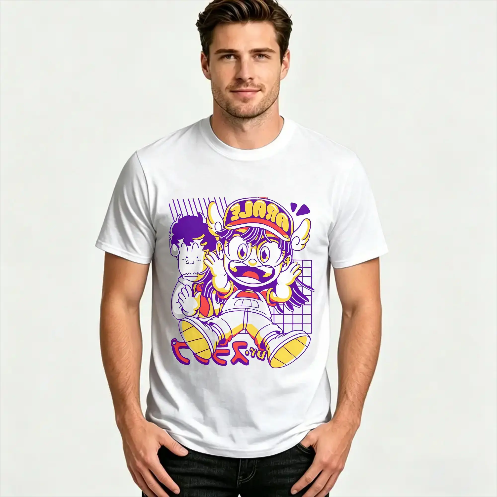 Arale The Android Girl T Shirts Men Women Pure Cotton Vintage T-Shirts Crew Neck Dr. Slump Tees Short Sleeve Clothes Gift Idea