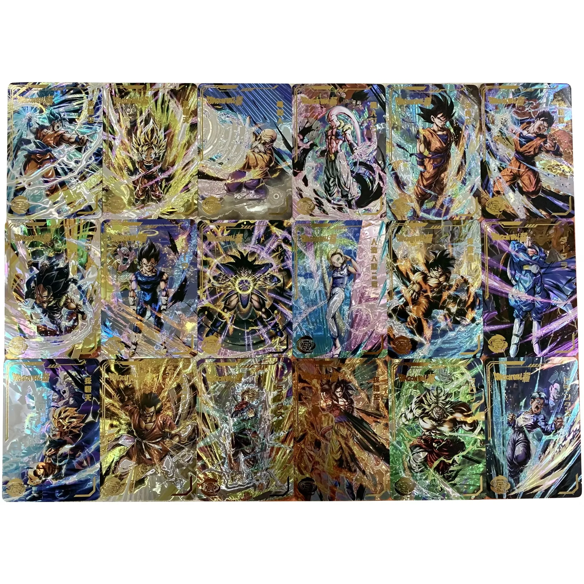 54 قطعة/المجموعة لعبة دراغون بول سوبر سايان جوكو فيغيتا جوهان ليزر الذهب الساخن فلاش بطاقة لعبة كلاسيكية أنيمي جمع بطاقات لتقوم بها بنفسك دمى هدايا