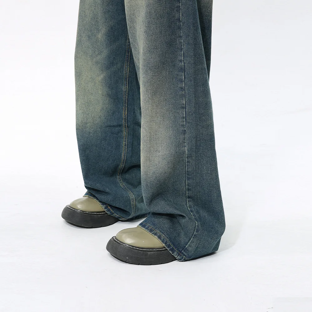 Pantaloni di jeans a gamba larga allentati casual blu retrò vintage da uomo Four Seasons Pantaloni di jeans dritti alla moda streetwear da uomo maschile
