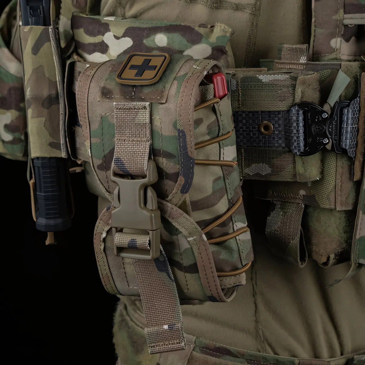 Wosport Compact Medical Pouch V2 Cordura Quick Pull Insert MOLLE Belt Mount Elastic Storage for Airsoft Outdoor Training