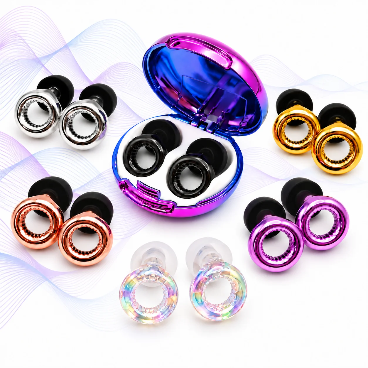 Olyga Colorful Reusable Silicone Earplugs for Noise Reduction, Soft  Comfortable for Travel Study Work Concert Music Festival