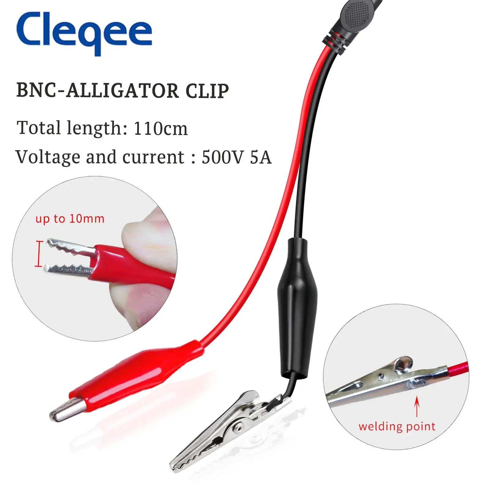 Cleqee P1260 BNC Test Lead Kit Safety BNC to Alligator Clip Test Hook Clip Coaxial Cable with Color Rings DIY Electronic Test