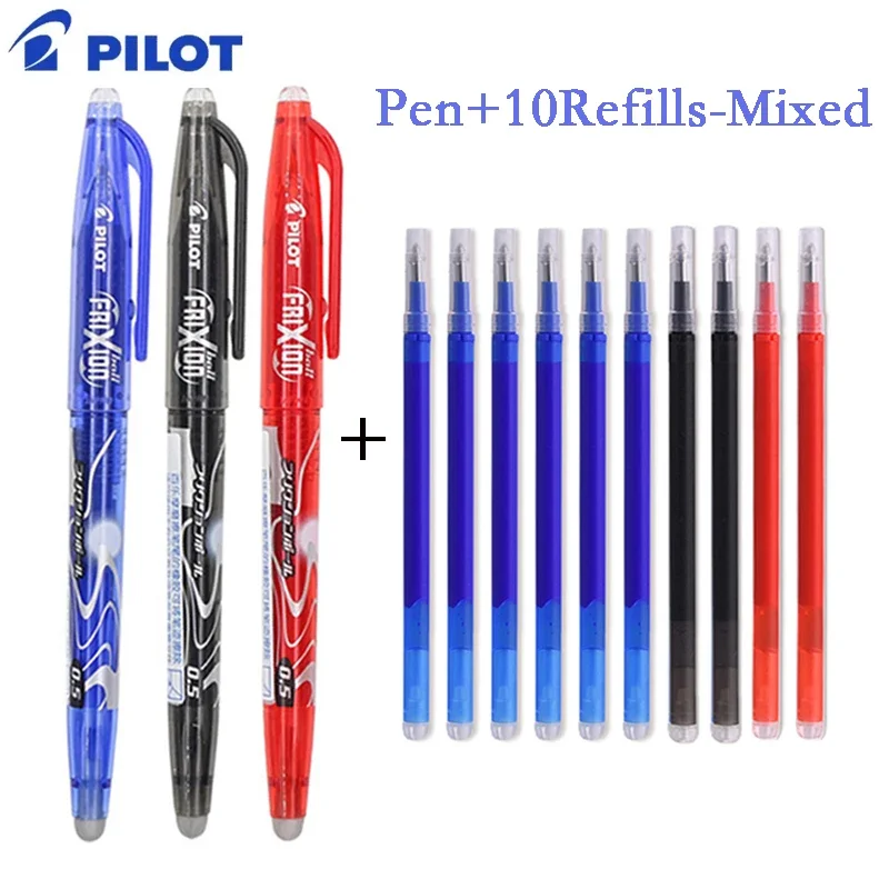 ชุดปากกาหมึกเจล Pilot Frixion ลบได้0.5มม. อุปกรณ์สำหรับใช้ในสำนักงานที่เปลี่ยนได้สีน้ำเงิน/ดำ/แดงอุปกรณ์การเขียนสำหรับนักเรียนอุปกรณ์การเรียน