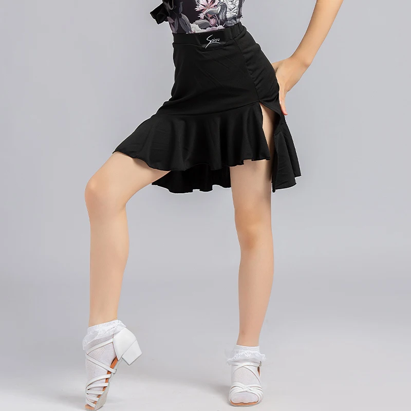 

New Girls Latin Dance Short Skirt Kids Dancing Performance Practice Costume Black Pleated Skirt Children Training Clothes XH2400