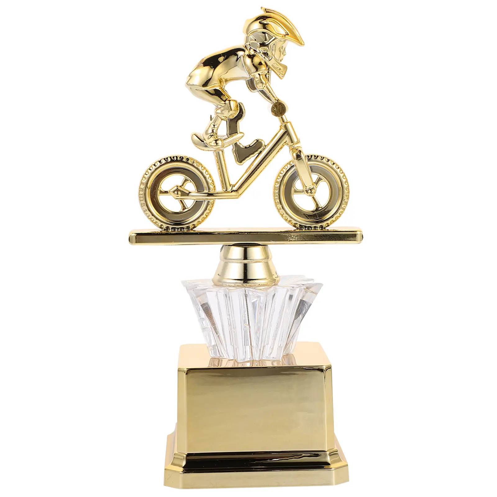 Gold Plastic Cycling Trophy Award Winner Prize Competition Reward Kids Bicycle Race Celebration Trophy Small Lightweight Kids