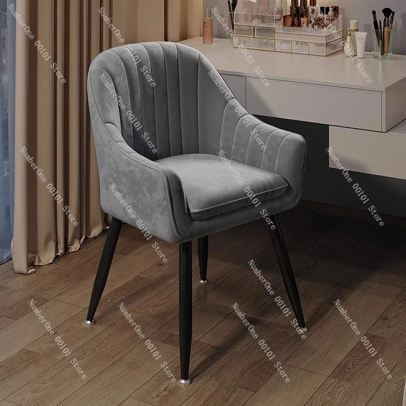 Simple and Elegant Makeup Chair for Dressing Table, Light Luxury Dining Chair with Backrest, Ideal for Bedroom Nail Art Stations view 2