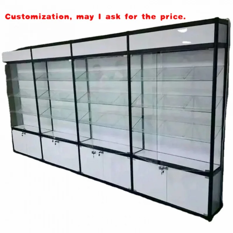 

custom.Glass Display Cabinet Jewelry Showcase Display With Bottom Cabinet