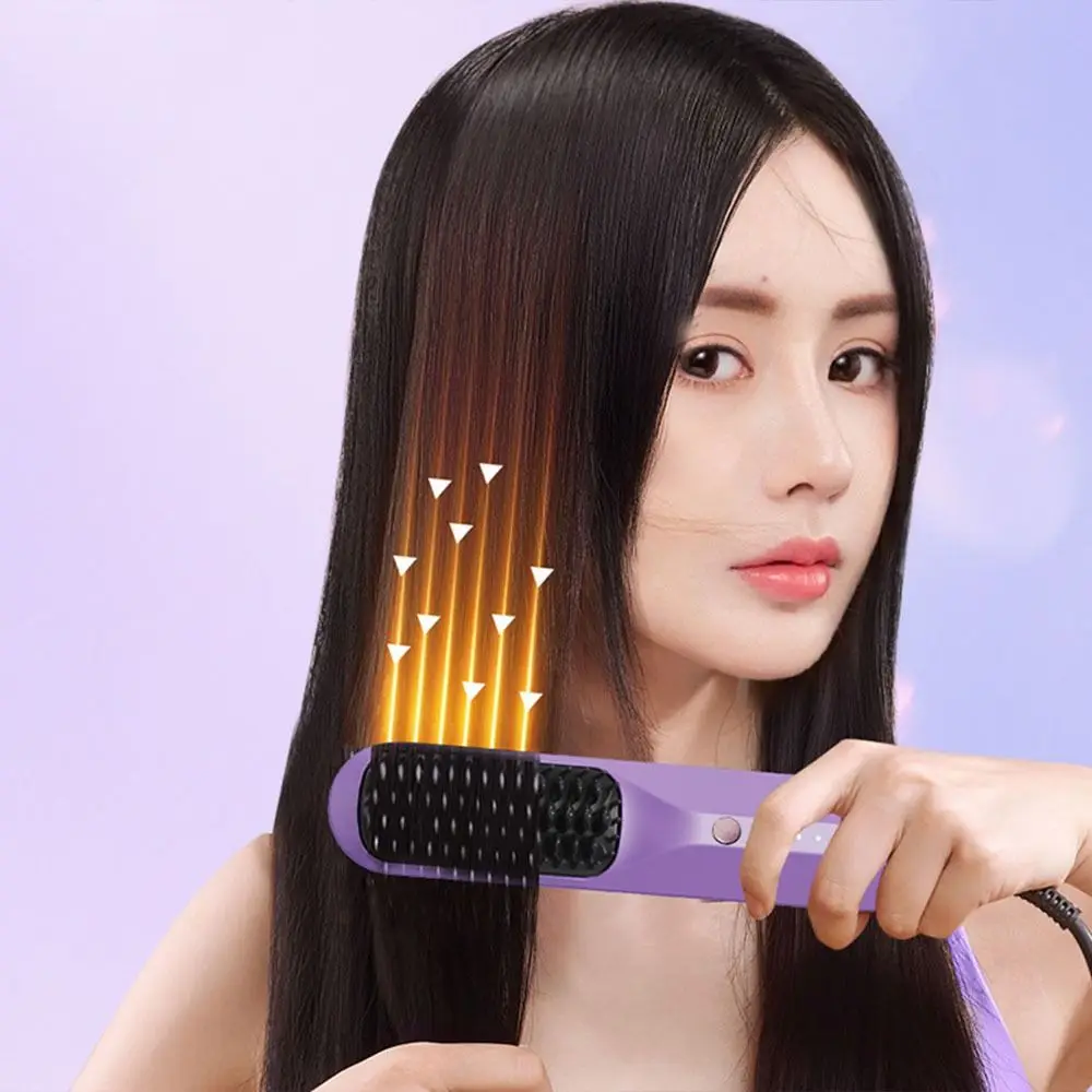 Rechargeable Hair Straightener Anti-scalding Wireless Electric Hot Comb Rapid Heating Lightweight Hair Straight Brush Girl