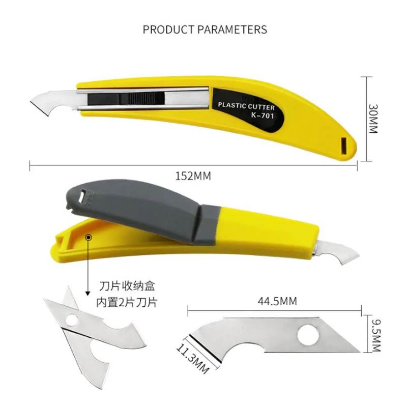 Hook Knife for PVC ABS Plate Acrylic Board Plastic Perspex Cutter Knife Cutting Tool with Replacement Blades DIY Hand Tools