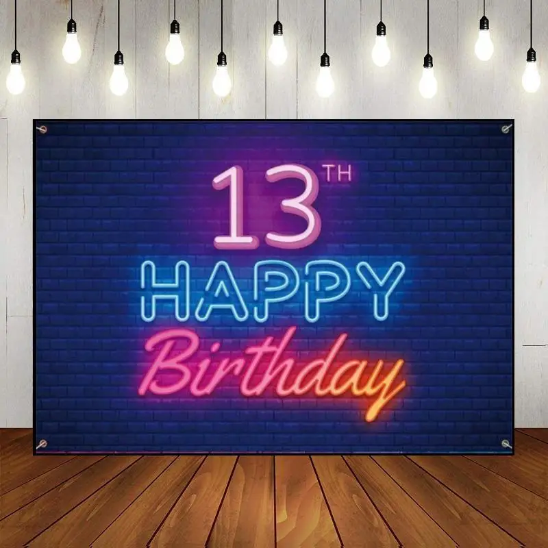 

Happy 13th Birthday Golden Background Baptism Backdrop Sweet Schoolring Decoration Children Game Photography Banner Girl Photo