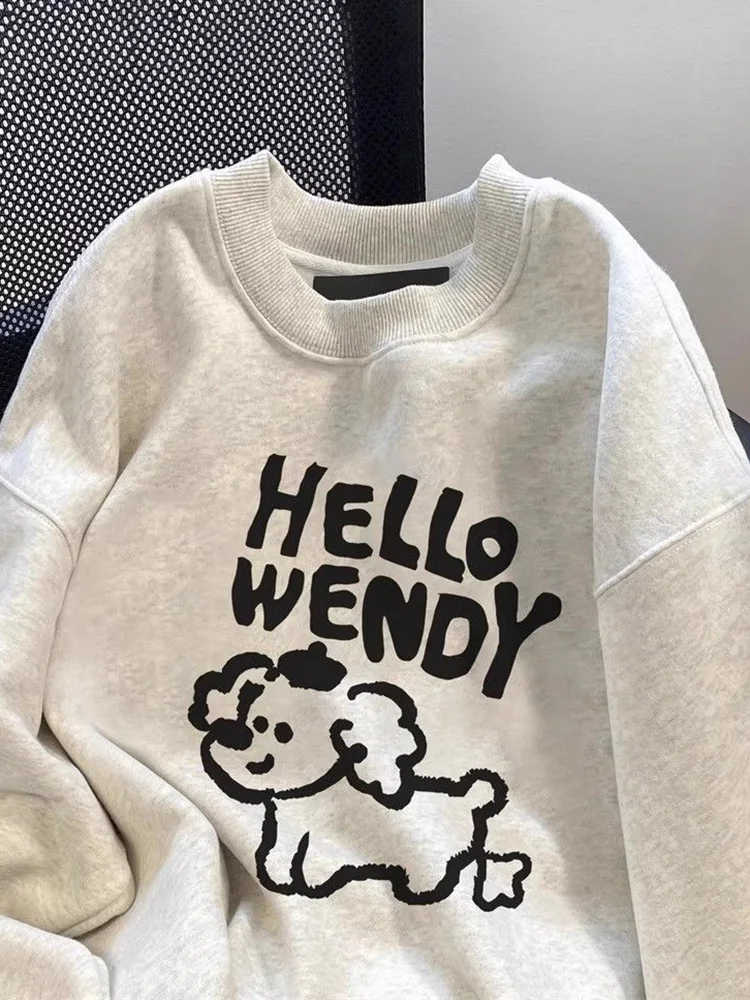 Felpe da donna con stampa simpatico cartone animato autunno stile preppy manica lunga pullover Kawaii Giappone vintage casual o collo top dolci femminili