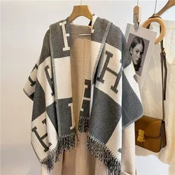 Luxury Designer Autumn Winter Imitation Cashmere Scarf Women Fashion Versatile Lady Girls Warm Cape Neck Ladies Scarves Écharpes