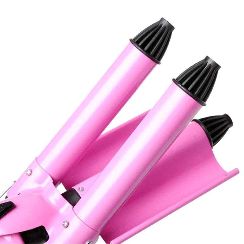 22mm 3 Barrel Hair Curler Waver Temperature Adjustable Curling Iron Wand EU Plug