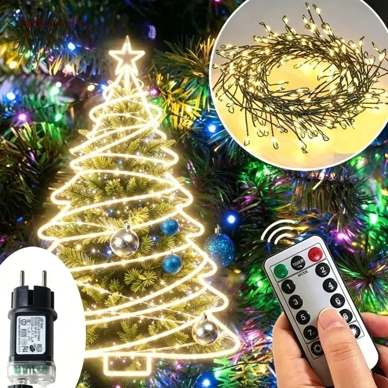 LED String Fairy Lights Green Wire 30M Outdoor, Cluster Christmas Tree Garland for New Year Street Party Wedding Holiday Decor